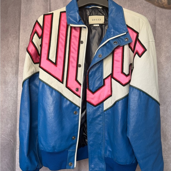 Gucci Blue and Pink Bomber Jacket